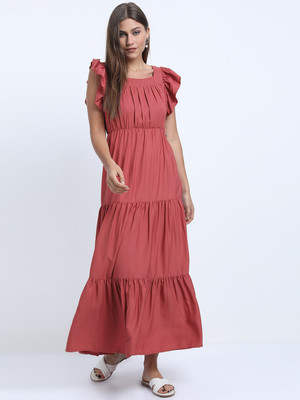 Tokyo Talkies Women A-line Red Maxi/Full Length Dress