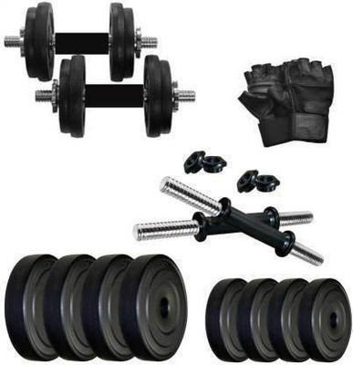 Tucker 10 KG Home Gym Combo (2.5 KG 4 PVC Plates + Rod + Gym Gloves) Fixed Weight Dumbbell(10 kg)