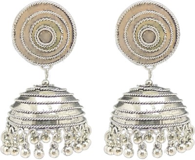 Byggy Oxidised Silver Jewellery Dome Shaped Jhumka Jhumki Earrings Set For Women German Silver Jhumki Earring