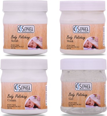 SEPHEA Body Polishing Facial Kit - Scrub 500ml + Cream 500ml + Gel 500ml + Mask 500ml(4 x 500 ml)