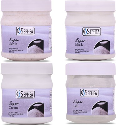 SEPHEA Sugar Facial Kit - Scrub 500 ml + Cream 500 ml + Gel 500 ml + Mask 500 ml(4 x 500 ml)