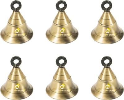 DecorDepo Pooja Mandir Door Hanging Brass Bells 2 Inch Antique Finish 6 Pcs Brass Decorative Bell(Gold, Pack of 6)