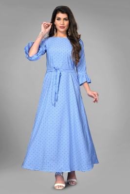 Maruti Nandan Fab Anarkali Gown(Light Blue)