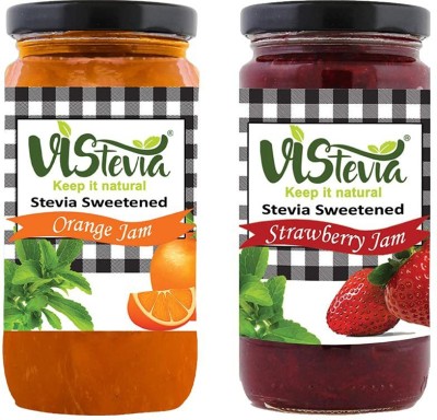 Vistevia Sugar Free Combo of Orange & Strawberry Jam - Pack of 2 (400g x 2) 800 g(Pack of 2)