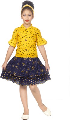 HOTTIE NOTTIE Girls Casual Top Skirt(MUSTARD)