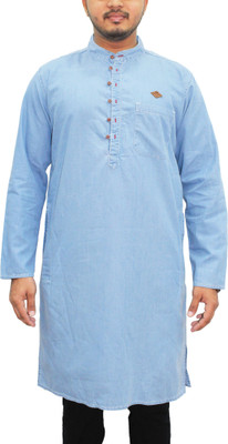 KUONS AVENUE Men Solid Straight Kurta(Blue)