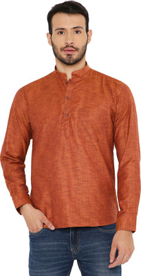 MAHARAJA Men Solid Straight Kurta(Orange)
