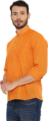 MAHARAJA Men Solid Straight Kurta(Orange)