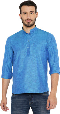 MAHARAJA Men Solid Straight Kurta(Blue)