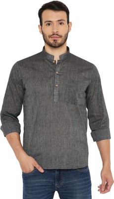 MAHARAJA Men Self Design Straight Kurta(Grey)