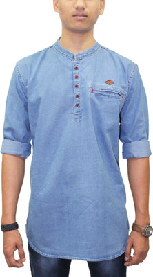 KUONS AVENUE Men Solid Straight Kurta(Blue)