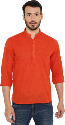 MAHARAJA Men Solid Straight Kurta(Red)