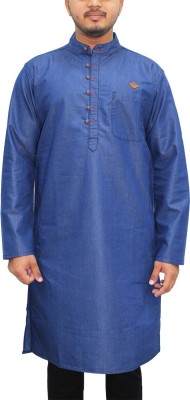 KUONS AVENUE Men Solid Straight Kurta(Blue)