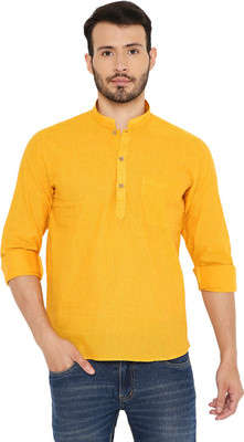 MAHARAJA Men Solid Straight Kurta(Yellow)