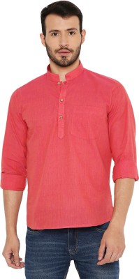 MAHARAJA Men Solid Straight Kurta(Pink)