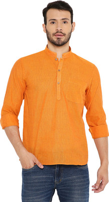 MAHARAJA Men Solid Straight Kurta(Orange)