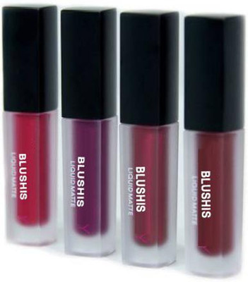 BLUSHIS Non Transfer Beauty Matte Minis Red Edition Liquid Lipstick Set of 4(Multicolour, 16 ml)