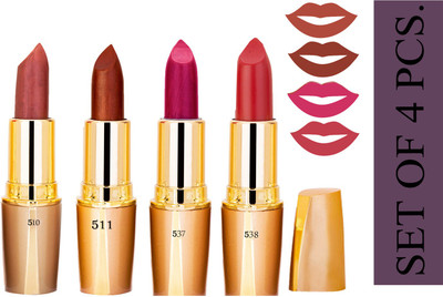 G4U Creamy matte lipsticks for women (4 pcs Set)20JAN2022A13(10 Trendsetter 11 Charmed 37 Forbidden Fuchsia 38 Roasty Red, 15.2 g)