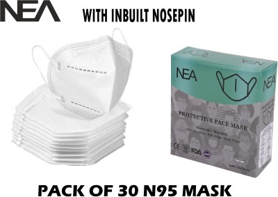 Nea N95 MASK WASHABLE ,REUSABLE FACE MASK BIS Certified Mask FFP2 S MASK Men , Women N95 MASK - 30 Water Resistant, Reusable, Washable(White, Free Size, Pack of 30)