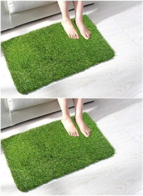 Grassmat PP (Polypropylene) Door Mat(Green, Medium, Pack of 2)