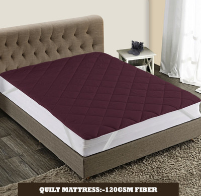 Riyans group Elastic Strap Single Size Breathable, Stretchable, Waterproof Mattress Cover(Maroon)