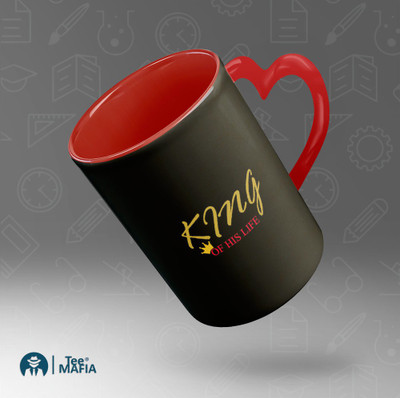 Tee Mafia King Of Her Life Merchandise Inside Red Heart Handle Coffee Ceramic Coffee Mug(330 ml)
