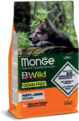 MONGE B-Wild Grain Free Puppy & Junior All Breeds with Duck & Potatoes for dogs 2.5kg Duck 2.5 kg Dry Young Dog Food