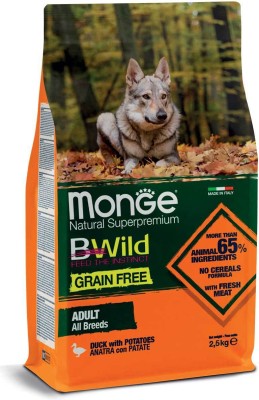 MONGE B-Wild Grain Free Adult All Breeds Duck with Potatoes for dogs-2.5kg Duck 2.5 kg Dry Adult Dog Food