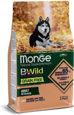 MONGE B-Wild Grain Free Adult All Breeds Salmon with Peas for dogs-2.5kg Salmon 2.5 kg Dry Adult Dog Food