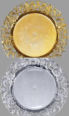 Saijal Décor Bhog Thali Silver/Golden Pack Of 1 Tray