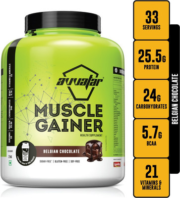 Avvatar Muscle Gainer Belgian Chocolate 2Kg Weight Gainers/Mass Gainers(2 kg, Belgian Chocolate)