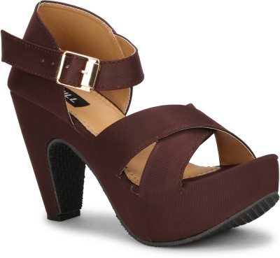 TRIKSY Women Heels(Brown , 7)