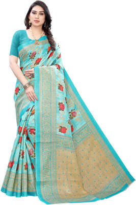 Priyashi Printed Mysore Art Silk Saree(Blue)