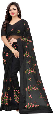 Gheludi Embroidered Bollywood Net Saree(Black)
