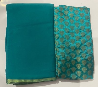 Durga Emporio Woven Banarasi Chiffon Saree(Green)