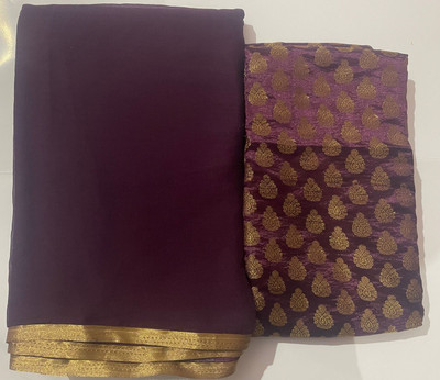 Durga Emporio Woven Banarasi Chiffon Saree(Purple)