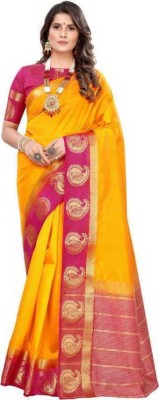 Blholebaba Creation Woven Banarasi Tussar Silk Saree(Yellow)