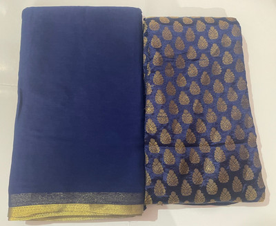 Durga Emporio Solid/Plain Bollywood Chiffon Saree(Blue)