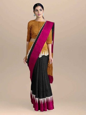 NIKHILAM Printed, Self Design, Blocked Printed, Dyed Ikkat Pure Cotton Saree(Multicolor)