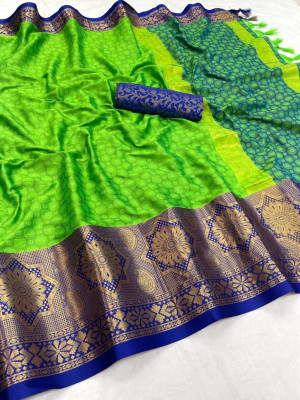 Fancy Fab Self Design Bollywood Cotton Silk Saree(Dark Blue)