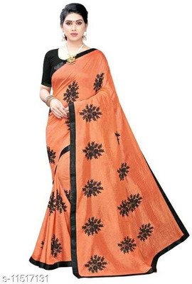 aarna creation Embroidered Banarasi Art Silk Saree(Orange)