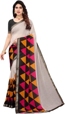 WHOLSALE BAZAR Printed Bollywood Georgette Saree(Black, Grey)