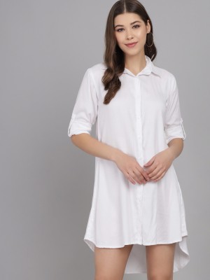 BhartiTrend Women Solid Casual White Shirt