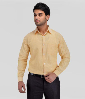 KOSZULE Men Solid Formal Beige Shirt