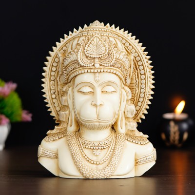 shyam antique creation Lord Hanuman Head Painting Bajrangbali Idol Gift Article Decorative Showpiece Decorative Showpiece  -  21 cm(Marble, Clay, White)