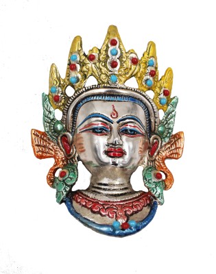 INFINITIVE BAZAAR Feng Shui Art Vastu / Tara Devi Mask Colour Home Wall Hanging for Prosperity. Decorative Showpiece  -  19 cm(Aluminium, Gold)