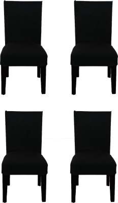 Winkel Polyester Plain Chair Cover(Black Pack of 4)