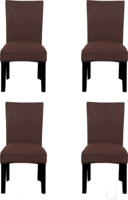 Winkel Polyester Plain 4 Seater Chair Cover(Brown Pack of 4)