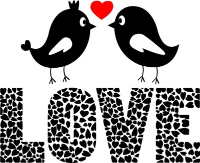 my celebrat 51 cm Love Birds Self Adhesive Sticker(Pack of 1)