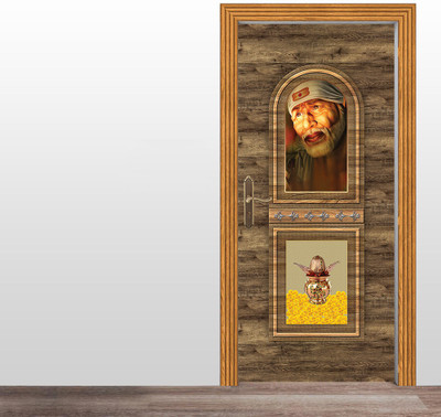 BRITISH TERMINAL 91 cm Sai Baba door Wallpaper Self Adhesive Sticker Skin Wall Mural for Home Décor Self Adhesive Sticker(Pack of 1)